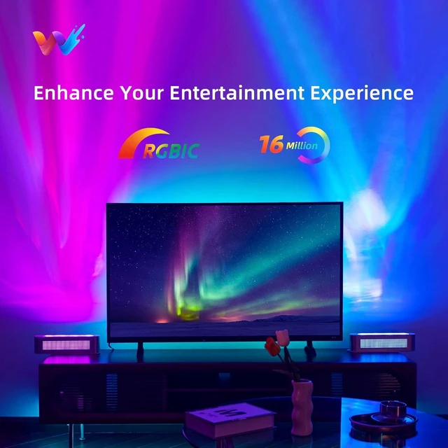 Alt view image 9 of 14 - Smart LED Light Bar, RGBICW, 4 Light Beads, 64 sq.ft Coverage, Silver, Ideal for Room Decor, Gaming, TV Backlight, Ambient Lighting