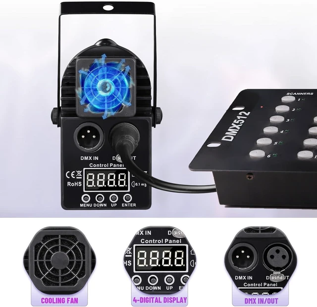 Alt view image 10 of 12 - Pinspot Light 15W DMX 2 Pack, RGBW Disco Ball Lights with Remote Control, DMX512, Sound Activated Pin Spotlight for Party Wedding DJ Disco Shows