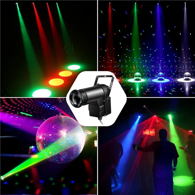 Alt view image 12 of 12 - Pinspot Light 15W DMX 2 Pack, RGBW Disco Ball Lights with Remote Control, DMX512, Sound Activated Pin Spotlight for Party Wedding DJ Disco Shows