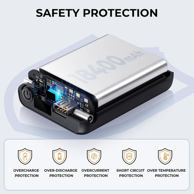 Alt view image 11 of 14 - Heated Jacket Battery Pack - Power Bank with LED Display and 2 Adapter Cables for Wulcea, ULUSERN, Genovega, and Other Outdoor Heating Coat