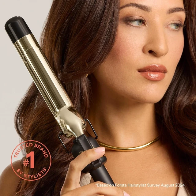 Alt view image 13 of 14 - 24K Gold Professional 1.5" Extended Barrel Curling Iron with Clamp for Loose Curls | 24K Gold Technology for Long-Lasting Results & Longer Barrel for Easy Styling