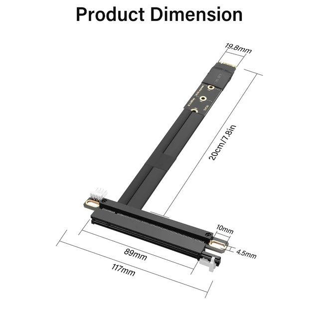 Alt view image 14 of 14 - M.2 NGFF NVMe Key M to PCIe 3.0 X16 Extender Cable M.2 to PCI-E 3.0 X16 Female Riser Cable for M2 2230 2242 2260 2280 20CM