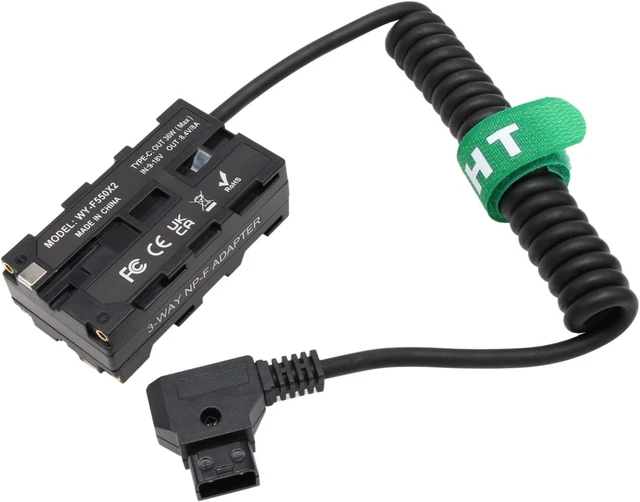 Alt view image 7 of 12 - D-tap NP-F970 570 550 USB-C Power Adapter for Monitor Wireless Transmitter Receiver, Atomos Ninja V Shogun, SmallHD FeelWorld Hollyland Light, Black