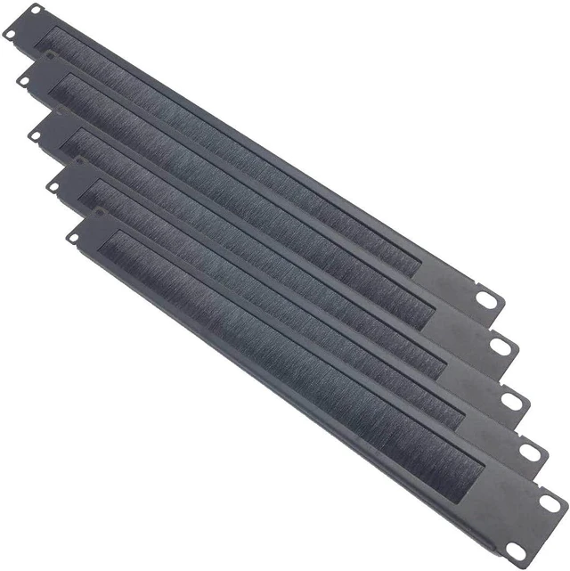 Alt view image 6 of 10 - 5 Pack 1U Brush Cable Manager Horizontal Rack Mount Cable Management Strip Panel for 19-inch Server Rack or Network Cabinet