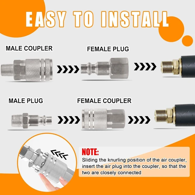 Alt view image 11 of 12 - 67Pcs Air Coupler and Plug Kit,1/4 Inch NPT Air Tool Fittings Set, Quick Connect Air Hose Fittings Air Compressor Accessories