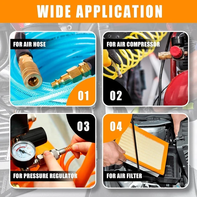 Alt view image 12 of 12 - 67Pcs Air Coupler and Plug Kit,1/4 Inch NPT Air Tool Fittings Set, Quick Connect Air Hose Fittings Air Compressor Accessories