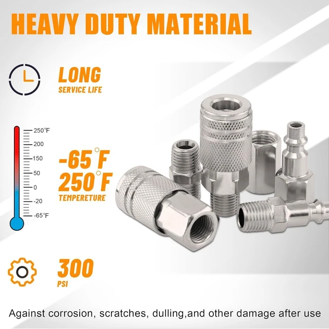 Alt view image 10 of 12 - 67Pcs Air Coupler and Plug Kit,1/4 Inch NPT Air Tool Fittings Set, Quick Connect Air Hose Fittings Air Compressor Accessories