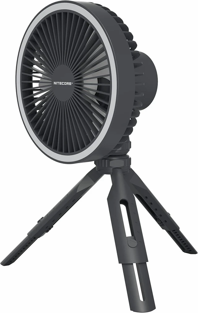 Alt view image 8 of 14 - NEF10 Multifunctional Portable Electric Fan with LED Ring Light, Flexible Ball Head Tripod, Brushless Motor 10000mAh Battery(Grey)