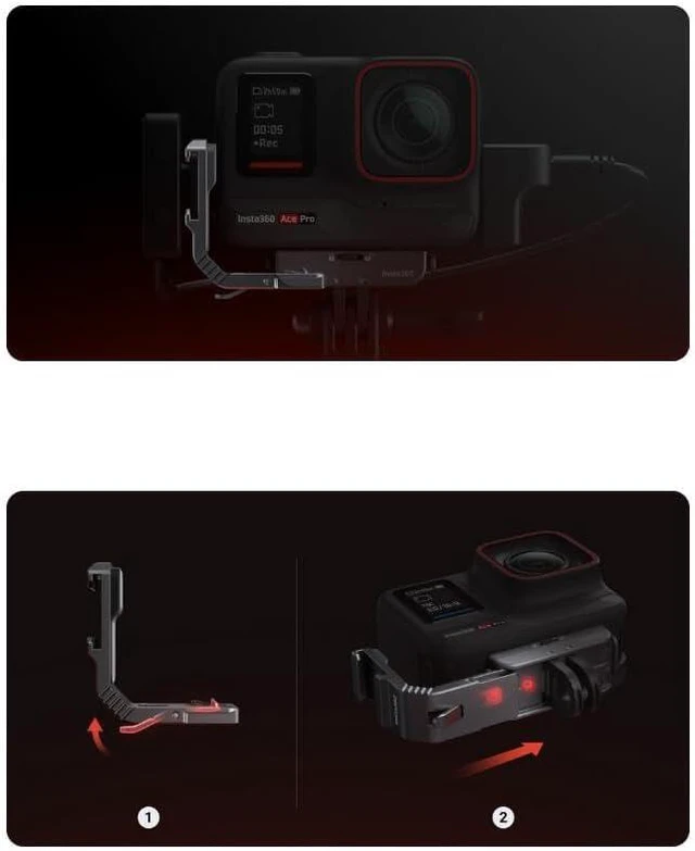 Alt view image 8 of 8 - Adapter Camera Extension Bracket for Insta360 Ace Pro 2/Ace Pro/Ace, Aluminum Alloy Material Easy Installation, Connectable Fill Light/Microphone