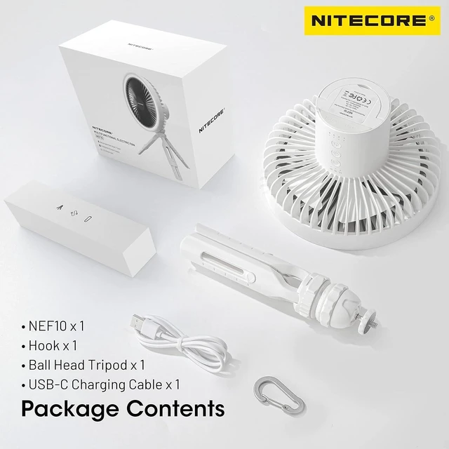 Alt view image 14 of 14 - NEF10 Multifunctional Portable Electric Fan with LED Ring Light, Flexible Ball Head Tripod, Brushless Motor 10000mAh Battery(Grey)