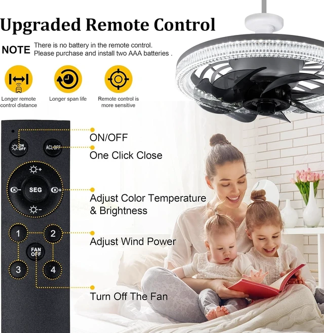 Alt view image 10 of 12 - Socket Ceiling Fan Light,Bulb Socket Fan with Remote,Dimmable E26 Base Ceiling Fans with Lights for Bedroom,Screw in Fan and Light Combo,Mini Small Ceiling Fan with Light,Recessed Light Fan Lamp