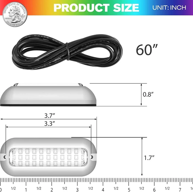 Alt view image 14 of 14 - SOOP3 Mini 50W 27LED Waterproof Stainless Steel Transom Led Light, High-Intensity Marine Led Underwater Lights (2 pcs)