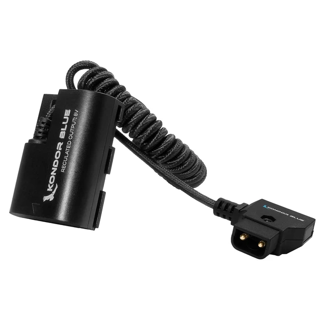 Alt view image 4 of 6 - D-Tap Cable Compatible with Canon LPE6 NH Dummy Battery | 16"-36" Coiled Cable with Smart D-Tap Connector Reverse Polarity Protection | Raven Black