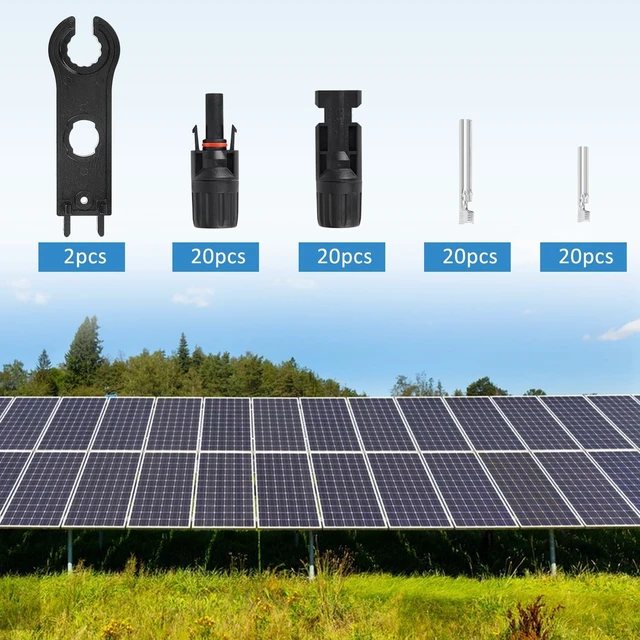 Alt view image 2 of 7 - 100 Pcs MC4 Solar Panel Cable Connectors, IP67 1000V 30A Waterproof Male/Female Plug with 2 Spanners for 10AWG Solar Systems (50 Pairs)