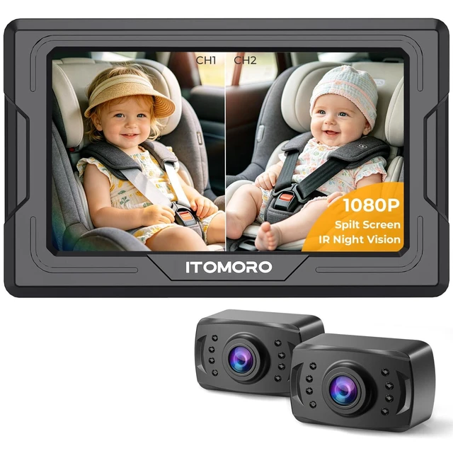 Alt view image 8 of 14 - Baby Car Camera HD 1080P Dual-Channel Display Car Baby Camera with 2 IR Night Vision Camera, Easily Install 4.3'' Car Camera for Baby with Crystal Clear Wide View for Rear Facing Seat
