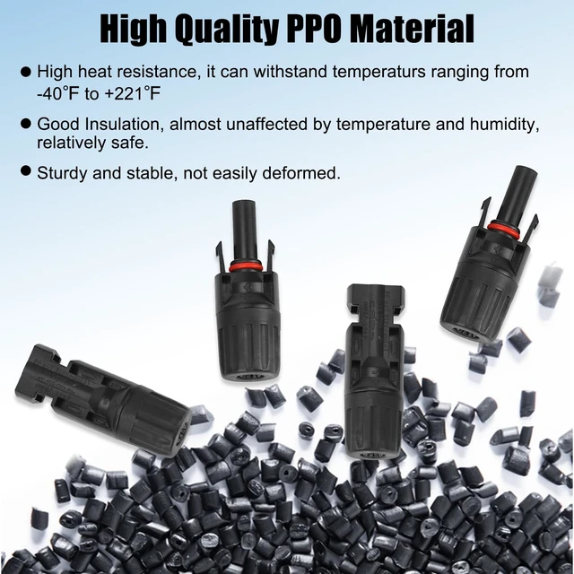 Alt view image 7 of 7 - 100 Pcs MC4 Solar Panel Cable Connectors, IP67 1000V 30A Waterproof Male/Female Plug with 2 Spanners for 10AWG Solar Systems (50 Pairs)