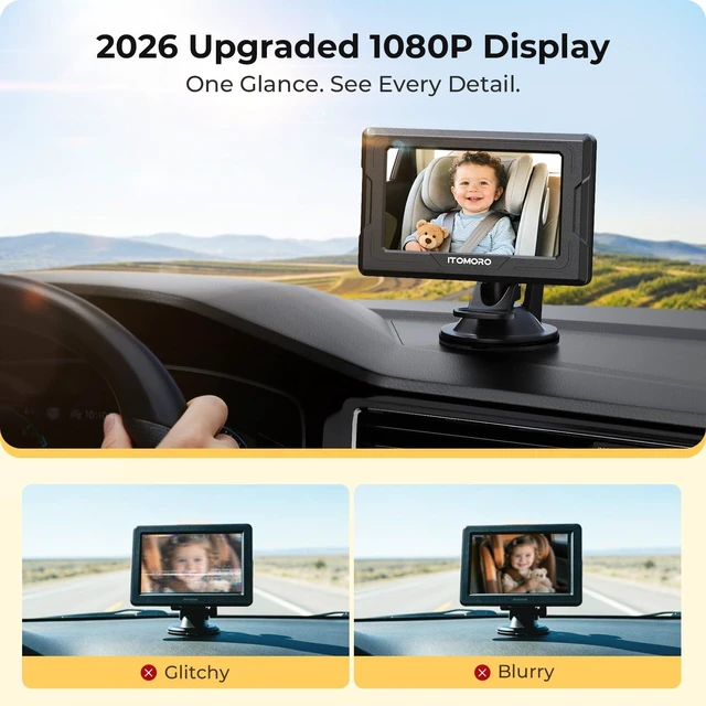 Alt view image 10 of 14 - Baby Car Camera HD 1080P Dual-Channel Display Car Baby Camera with 2 IR Night Vision Camera, Easily Install 4.3'' Car Camera for Baby with Crystal Clear Wide View for Rear Facing Seat