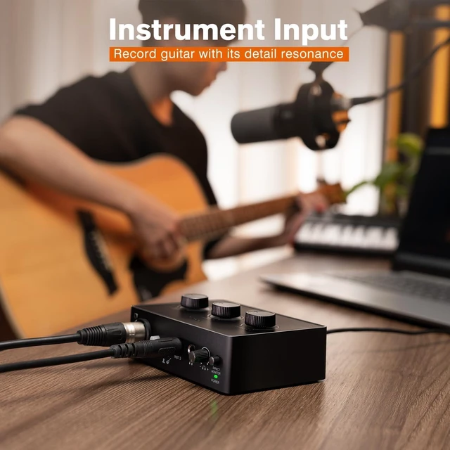 Alt view image 9 of 14 - PC Audio Mixer for Recording Music, USB Interface for Streaming and Podcasting with XLR, Monitor, 48V Phantom Power, Gain Knob, for Instrument Guitar/Video Content Creation/Vocal-Ampli 1
