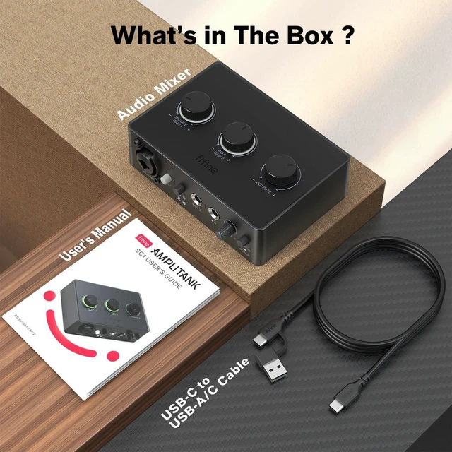 Alt view image 14 of 14 - PC Audio Mixer for Recording Music, USB Interface for Streaming and Podcasting with XLR, Monitor, 48V Phantom Power, Gain Knob, for Instrument Guitar/Video Content Creation/Vocal-Ampli 1