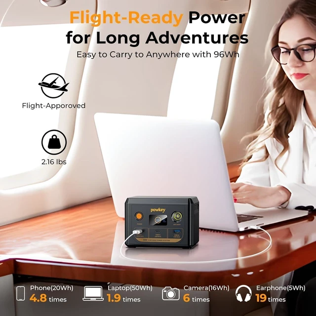 Alt view image 11 of 14 - Laptop Power Station 100W Portable Charger PD 3.0 Fast Charging 96Wh LiFePO4 Power Bank with USB-C Cable,Battery Backup for Laptop Phone Travel Camping Office Emergency Home