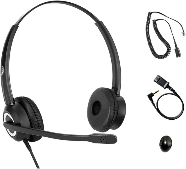 Alt view image 8 of 14 - Polycom Phone Headset Noise Cancelling Mic RJ9 U10P Bottom Cable Compatible with Polycom VVX, Shoretel, Nortel Phones
