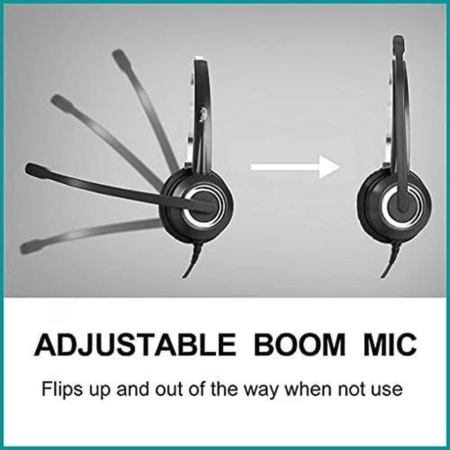 Alt view image 11 of 14 - Polycom Phone Headset Noise Cancelling Mic RJ9 U10P Bottom Cable Compatible with Polycom VVX, Shoretel, Nortel Phones