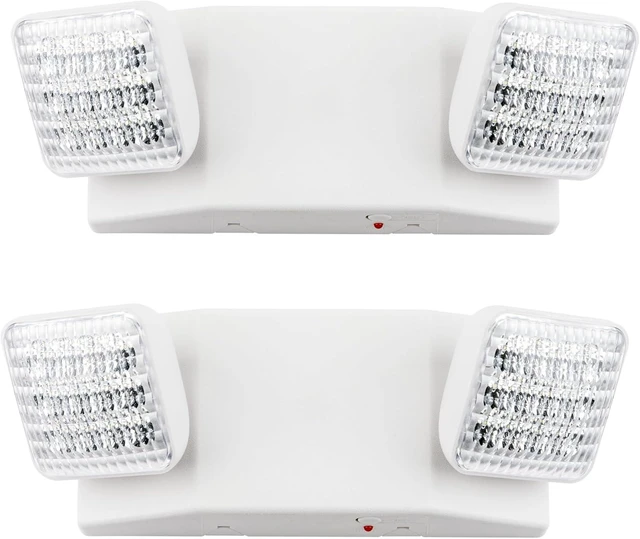 Alt view image 8 of 14 - LED Emergency Lighting Fixtures with 2 LED Heads and Back Up Batteries- US Standard Exit Light, UL 924 and CEC Qualified, 120/277 Voltage, 2-Pack