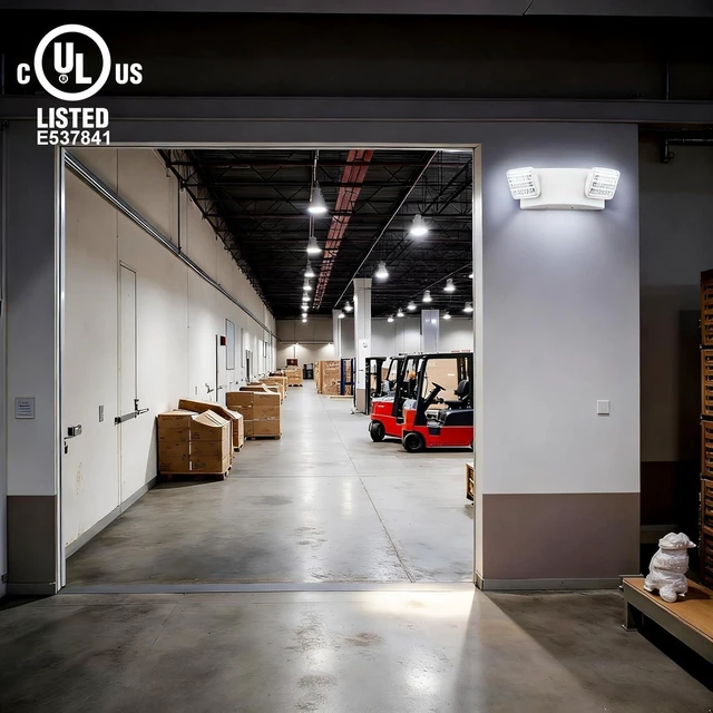 Alt view image 14 of 14 - LED Emergency Lighting Fixtures with 2 LED Heads and Back Up Batteries- US Standard Exit Light, UL 924 and CEC Qualified, 120/277 Voltage, 2-Pack