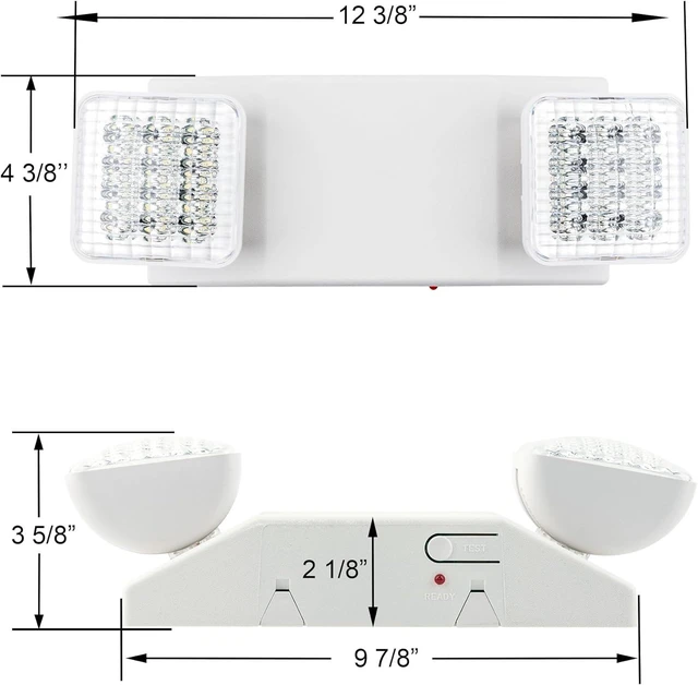 Alt view image 13 of 14 - LED Emergency Lighting Fixtures with 2 LED Heads and Back Up Batteries- US Standard Exit Light, UL 924 and CEC Qualified, 120/277 Voltage, 2-Pack
