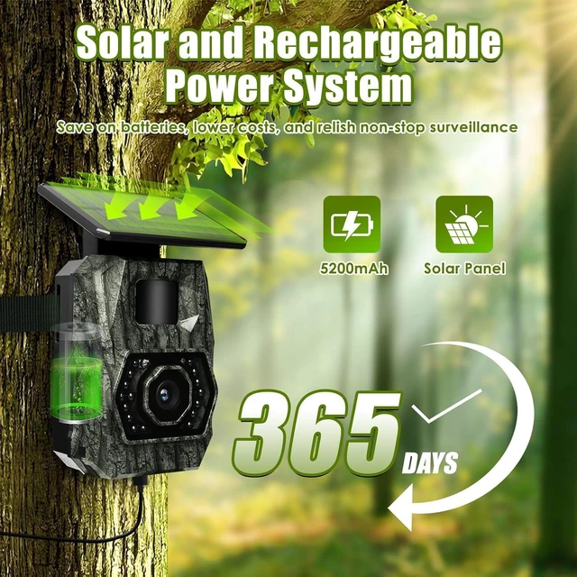 Alt view image 9 of 14 - MAXDONE Solar Trail Camera WiFi Bluetooth, 48MP 30fps Game Camera Built-in 5200mAh Rechargeable Battery with Motion Activated 0.1s Trigger Speed Trail Cam IP66 with 32GB TF Card
