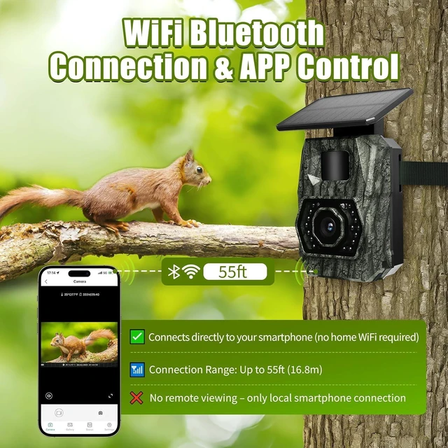 Alt view image 10 of 14 - MAXDONE Solar Trail Camera WiFi Bluetooth, 48MP 30fps Game Camera Built-in 5200mAh Rechargeable Battery with Motion Activated 0.1s Trigger Speed Trail Cam IP66 with 32GB TF Card