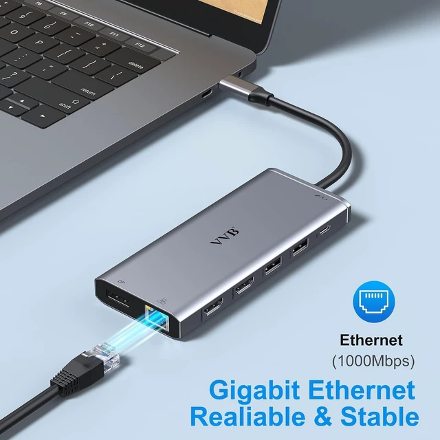 Alt view image 14 of 14 - USB C Laptop Docking Station Dual Monitor HDMI for Dell/ /HP Laptop 14 in 1 USB C Hub Multiport Adapter Dongle Dock USB C to 2 HDMI 4K+DisplayPort+Ethernet+4USB+2USB C+100W PD Charger+SD/TF+Audio