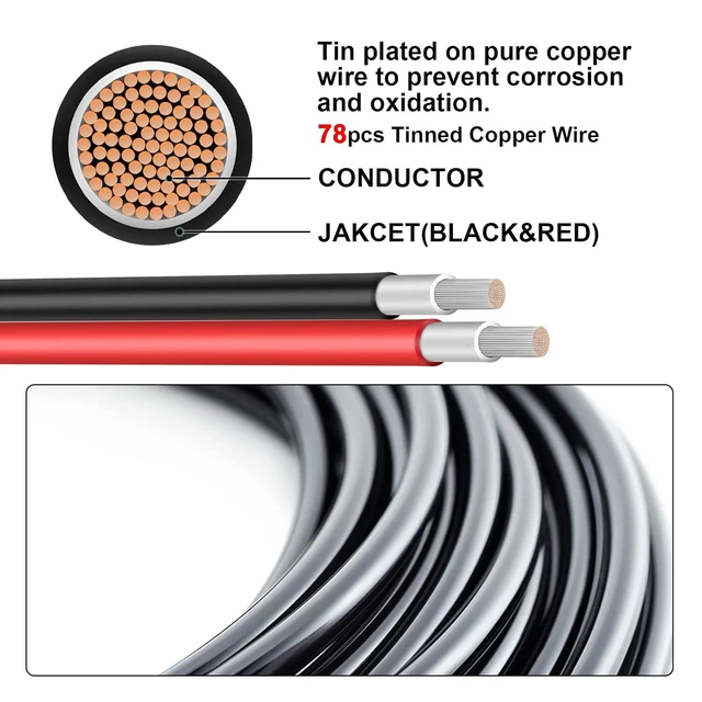 Alt view image 11 of 14 - 30FT 10AWG Solar Panel Extension Cable with Female and Male Connectors, Solar Extension Cable for Solar Panels, Charge Controllers and Solar Generators (10AWG, 30FT)