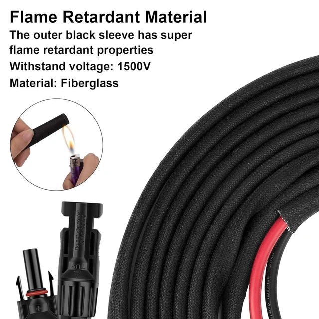 Alt view image 9 of 14 - 30FT 10AWG Solar Panel Extension Cable with Female and Male Connectors, Solar Extension Cable for Solar Panels, Charge Controllers and Solar Generators (10AWG, 30FT)