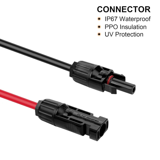 Alt view image 10 of 14 - 30FT 10AWG Solar Panel Extension Cable with Female and Male Connectors, Solar Extension Cable for Solar Panels, Charge Controllers and Solar Generators (10AWG, 30FT)