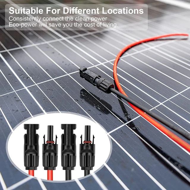 Alt view image 13 of 14 - 30FT 10AWG Solar Panel Extension Cable with Female and Male Connectors, Solar Extension Cable for Solar Panels, Charge Controllers and Solar Generators (10AWG, 30FT)