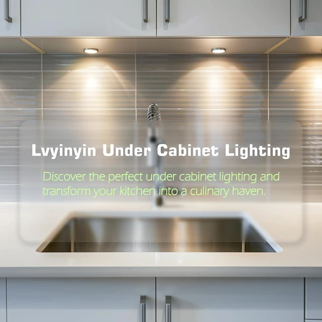 Alt view image 13 of 14 - Slim Under Cabinet LED Puck Lights, 110V Wired Accent Lighting Kit, Plug-in & Direct Hardwiring, Daisy Chained linkable, RF Remote Dimmable, Black Cables, Warm White 2700K, 12 Lights