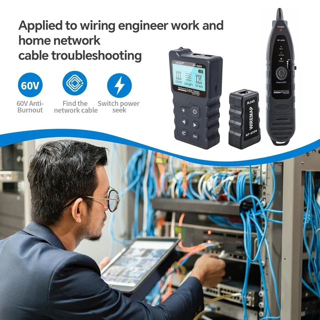 Alt view image 9 of 14 - Advanced Network Cable Tester With PoE& NCV & Lamp For CAT5e/CAT6/CAT6a, Multifunction Wire Tracker Cable Tester For Tracker Underground Telephone Line Finder Home Repair