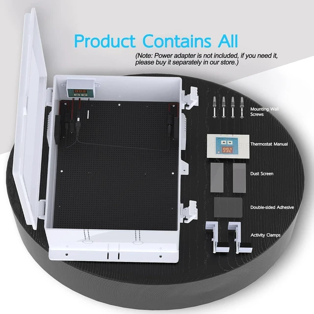 Alt view image 9 of 14 - Outdoor Electrical Box, Waterproof Electrical Junction Box IP65 ABS Plastic Enclosure with Fan & Thermostat, Mounting Plate and Hinged Lid (15.7" H x 11" L x 5.9" W)