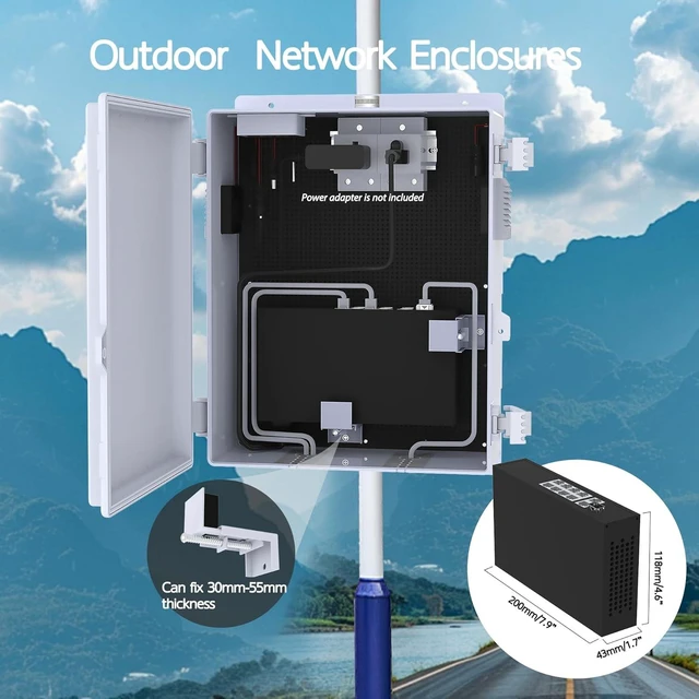 Alt view image 11 of 14 - Outdoor Electrical Box, Waterproof Electrical Junction Box IP65 ABS Plastic Enclosure with Fan & Thermostat, Mounting Plate and Hinged Lid (15.7" H x 11" L x 5.9" W)