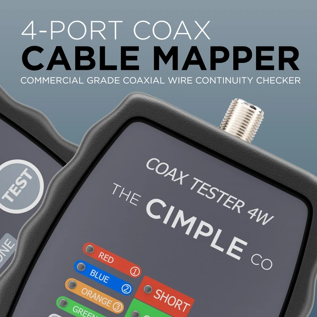 Alt view image 2 of 7 - THE CIMPLE CO Coax Cable Tester, Tracer, and Toner - 4-Port Coaxial Cable Mapper and Locator with Color-Coded Remotes - Wire Tracer and Continuity Tester for Up to 4 Locations - 4 Ports, Black