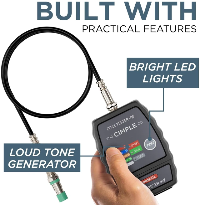 Alt view image 3 of 7 - THE CIMPLE CO Coax Cable Tester, Tracer, and Toner - 4-Port Coaxial Cable Mapper and Locator with Color-Coded Remotes - Wire Tracer and Continuity Tester for Up to 4 Locations - 4 Ports, Black