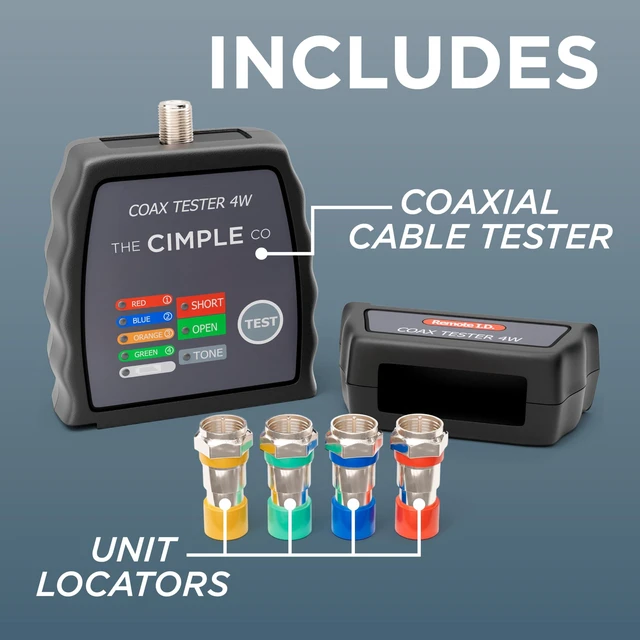 Alt view image 4 of 7 - THE CIMPLE CO Coax Cable Tester, Tracer, and Toner - 4-Port Coaxial Cable Mapper and Locator with Color-Coded Remotes - Wire Tracer and Continuity Tester for Up to 4 Locations - 4 Ports, Black