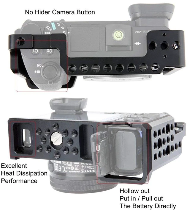 Alt view image 4 of 7 - NICEYRIG Camera Cage Kit for Sony A6400/ A6100/ A6300/ A6000, with Cheese Top Handle Cable Lock Clamp