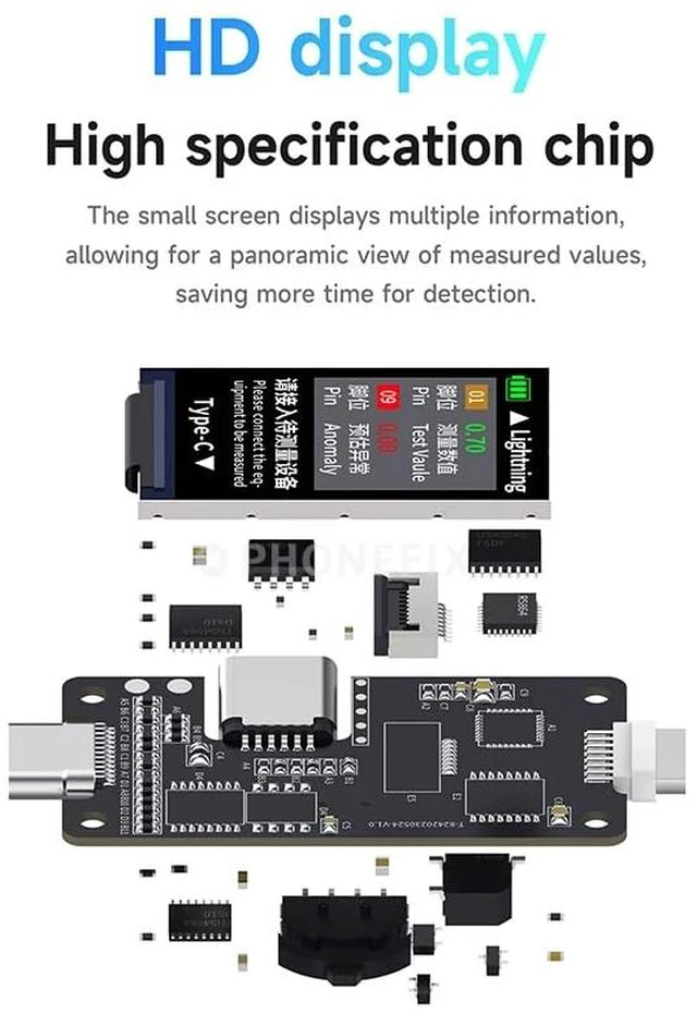 Alt view image 2 of 7 - Type-C Lightning Interface Tail Insertion Detector Mechanic T-824, High Precision Digital Display Tester for Tail Plug Detection iPhone Mobile Phone Tablet Apple iPad Mac Android Phone