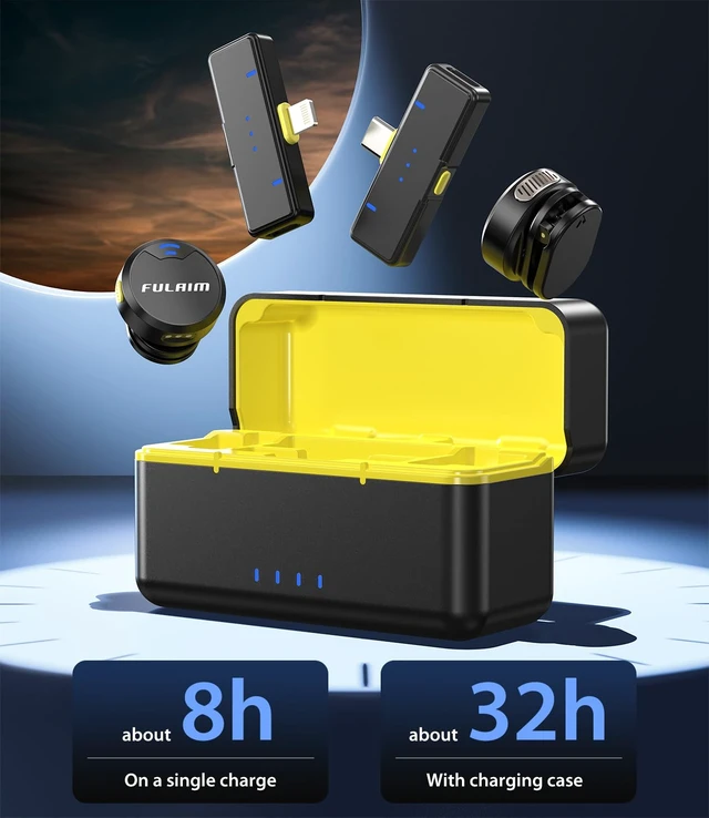 Alt view image 4 of 6 - FULAIM X3 Wireless Lavalier Microphone with 32H Charging Case for iPhone/Android/PC, DSP Noise Reduction Mini Lapel Microphone for Video Recording, Vlogging, YouTube, Interview (X3-Case)