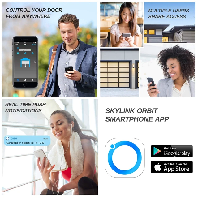 Alt view image 3 of 7 - Skylink 3/4HPF Garage Door Opener Featuring Alexa with Extremely Quiet DC Motor, Chain Drive, 2 Remote Controls, Deluxe Wall Console and WiFi Compatible, ATR-1722W