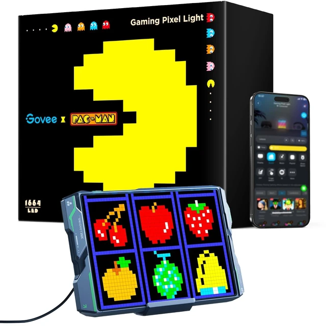 Main image of Govee x PAC-MAN Gaming Pixel Light, LED Panel with Real-time Info Display | 150+ Scene Modes & DIY Options, Smart Pixel Lights (Wi-Fi Only), Works with Alexa, Game Room Decor, 52x32 Pixels