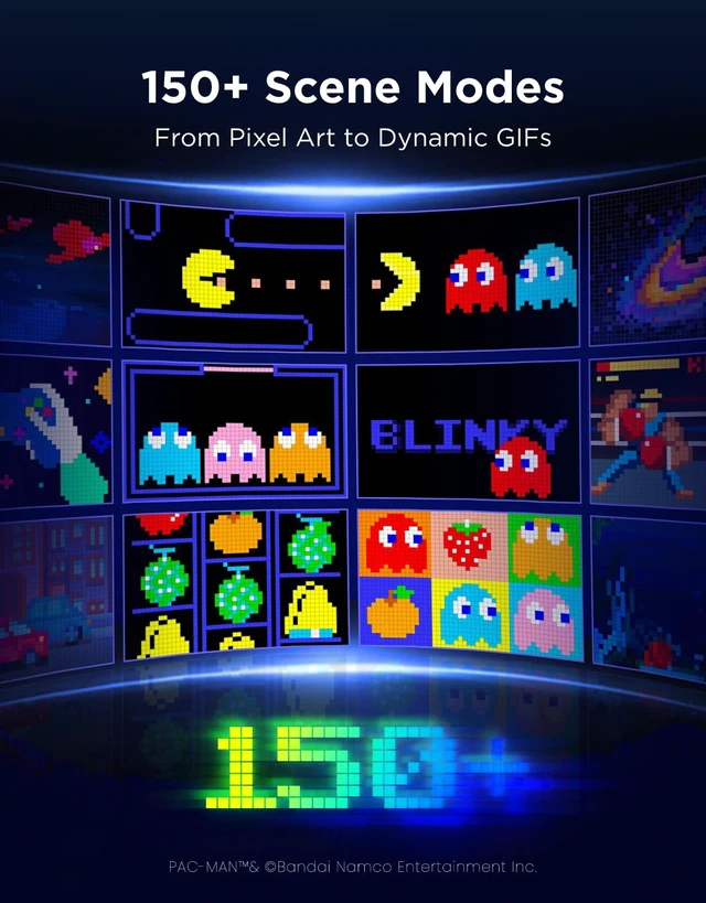Alt view image 4 of 7 - Govee x PAC-MAN Gaming Pixel Light, LED Panel with Real-time Info Display | 150+ Scene Modes & DIY Options, Smart Pixel Lights (Wi-Fi Only), Works with Alexa, Game Room Decor, 52x32 Pixels