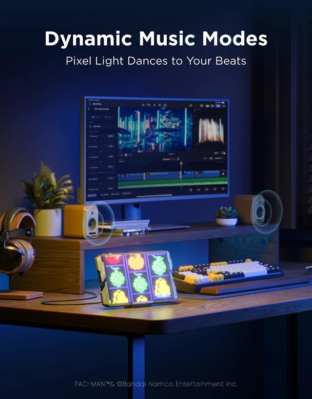 Alt view image 7 of 7 - Govee x PAC-MAN Gaming Pixel Light, LED Panel with Real-time Info Display | 150+ Scene Modes & DIY Options, Smart Pixel Lights (Wi-Fi Only), Works with Alexa, Game Room Decor, 52x32 Pixels